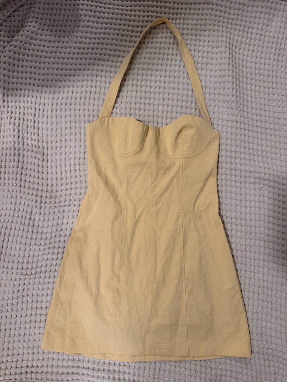 Zara Cream Halter A-Line Mini Dress